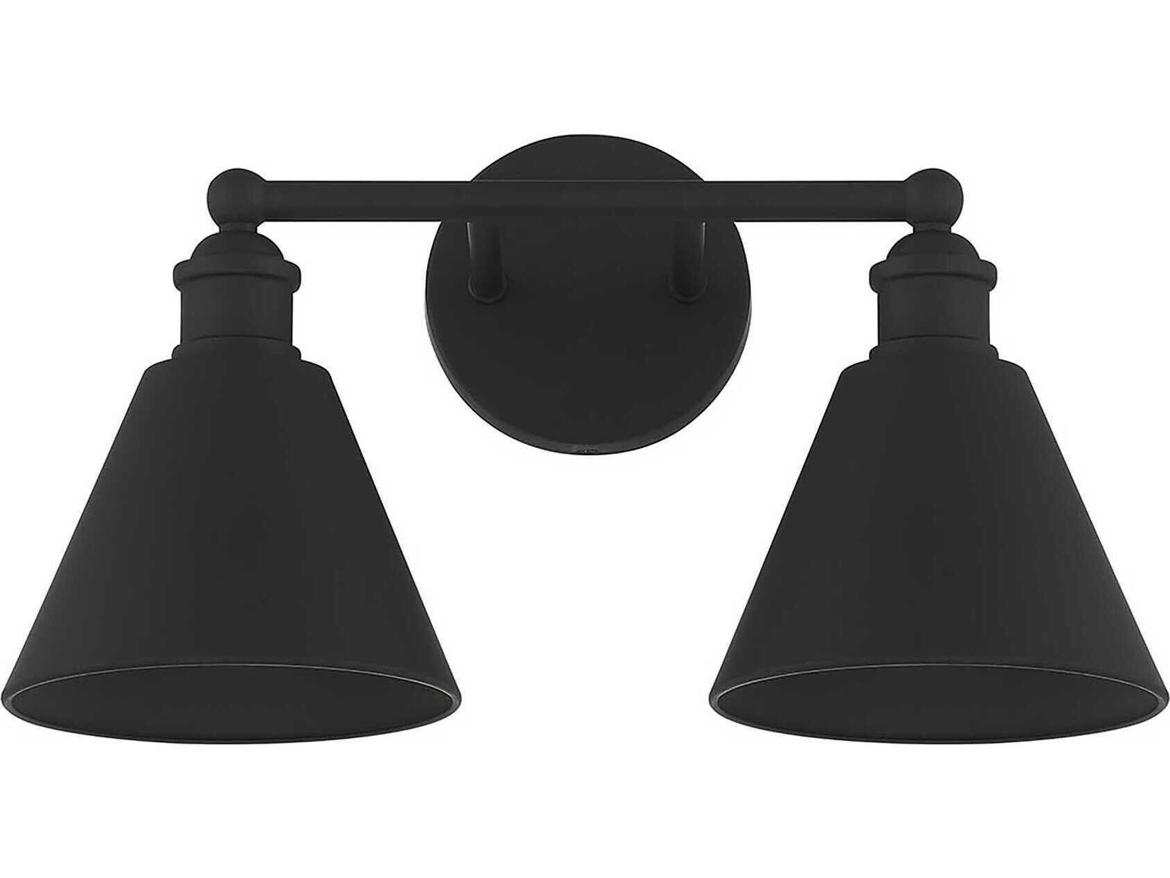 Savoy House Meridian 2-Light Matte Black Vanity Light