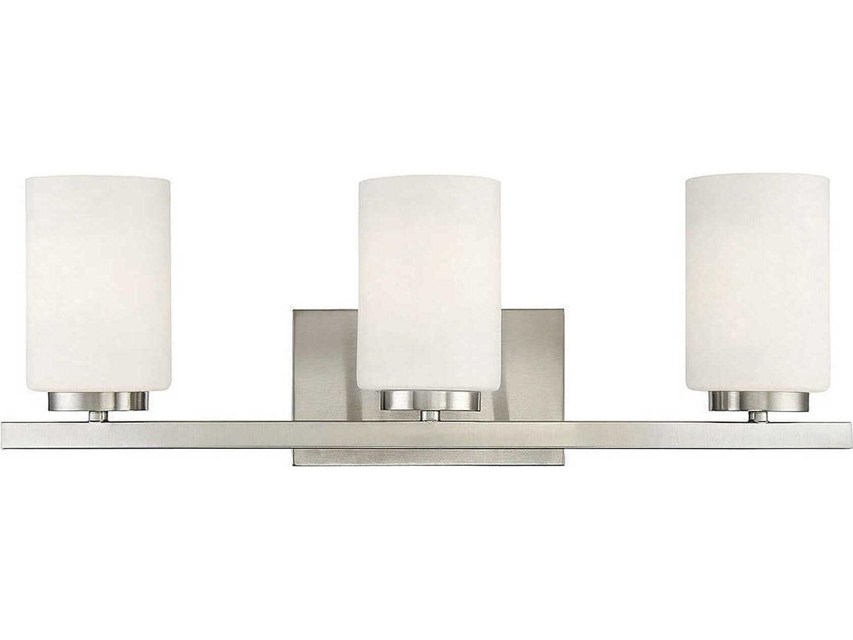 Savoy House Meridian 3-Light Brushed Nickel Glass Vanity Light