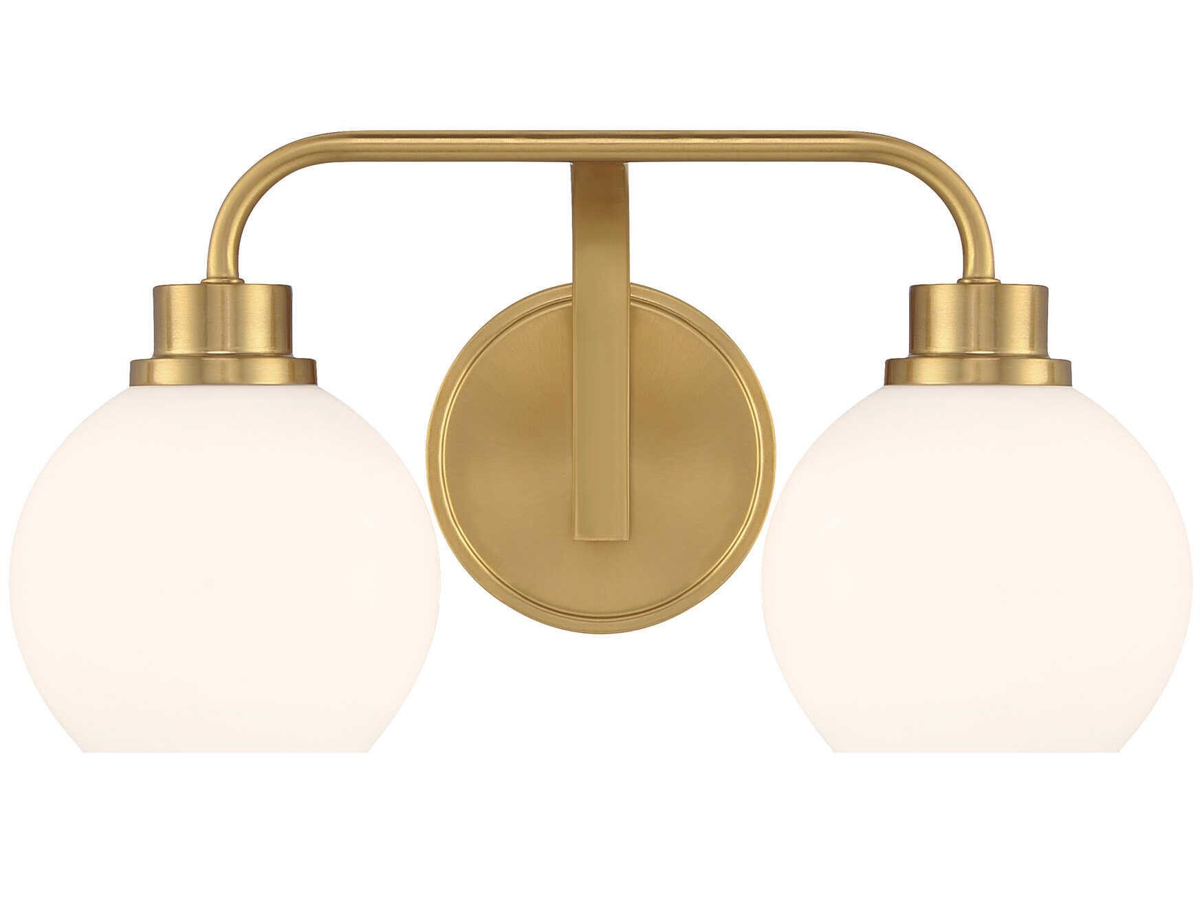Savoy House Meridian 2-Light Natural Brass Vanity Light