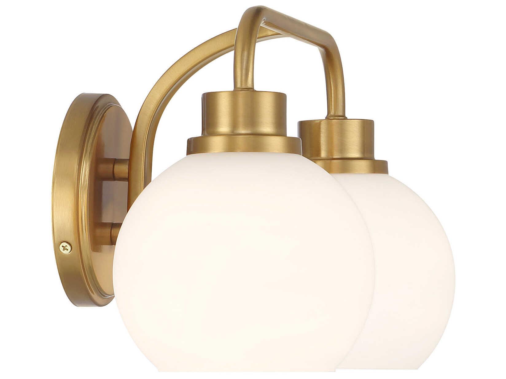 Savoy House Meridian 2-Light Natural Brass Vanity Light