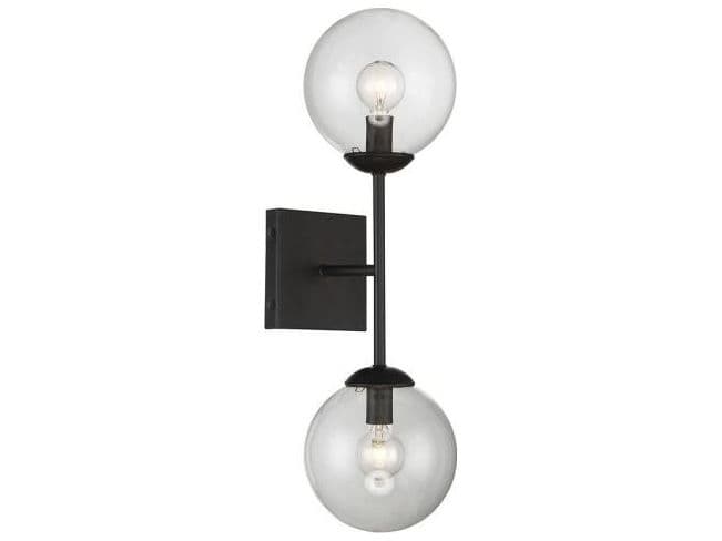 Savoy House Meridian 2-Light Black Glass Wall Sconce