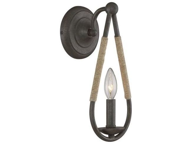 Savoy House Meridian 1-Light Rusty Nail Rope Black Wall Sconce