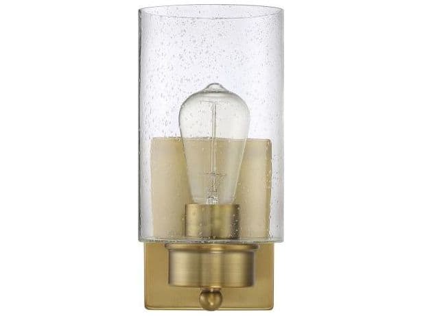 Savoy House Meridian 1-Light Natural Brass Glass Wall Sconce
