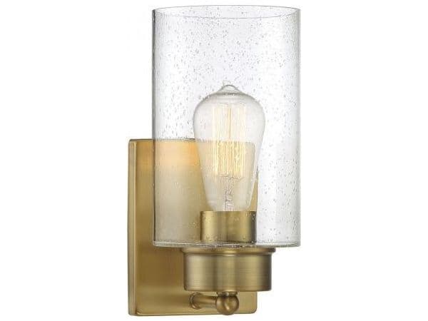 Savoy House Meridian 1-Light Natural Brass Glass Wall Sconce