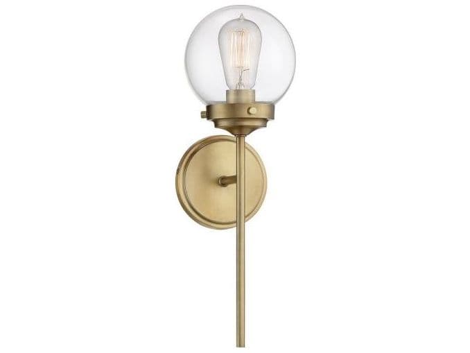 Savoy House Meridian 1-Light Natural Brass Glass Wall Sconce