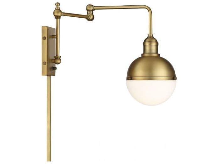 Savoy House Meridian 1-Light Natural Brass Glass Wall Sconce