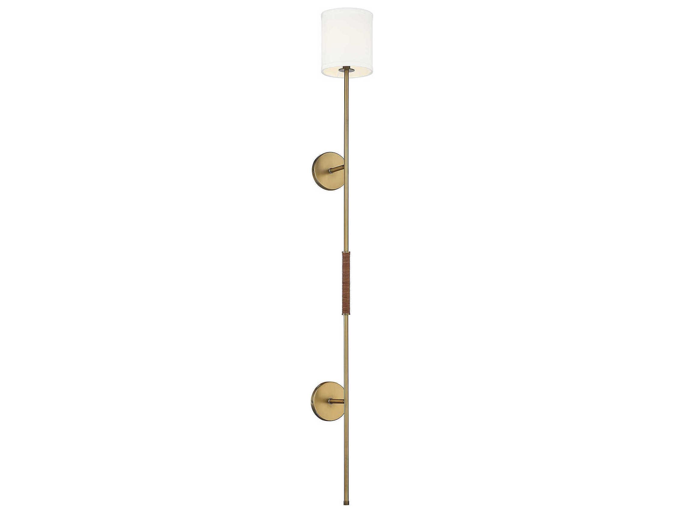 Savoy House Meridian 1-Light Natural Brass Leather Accent Wall Sconce