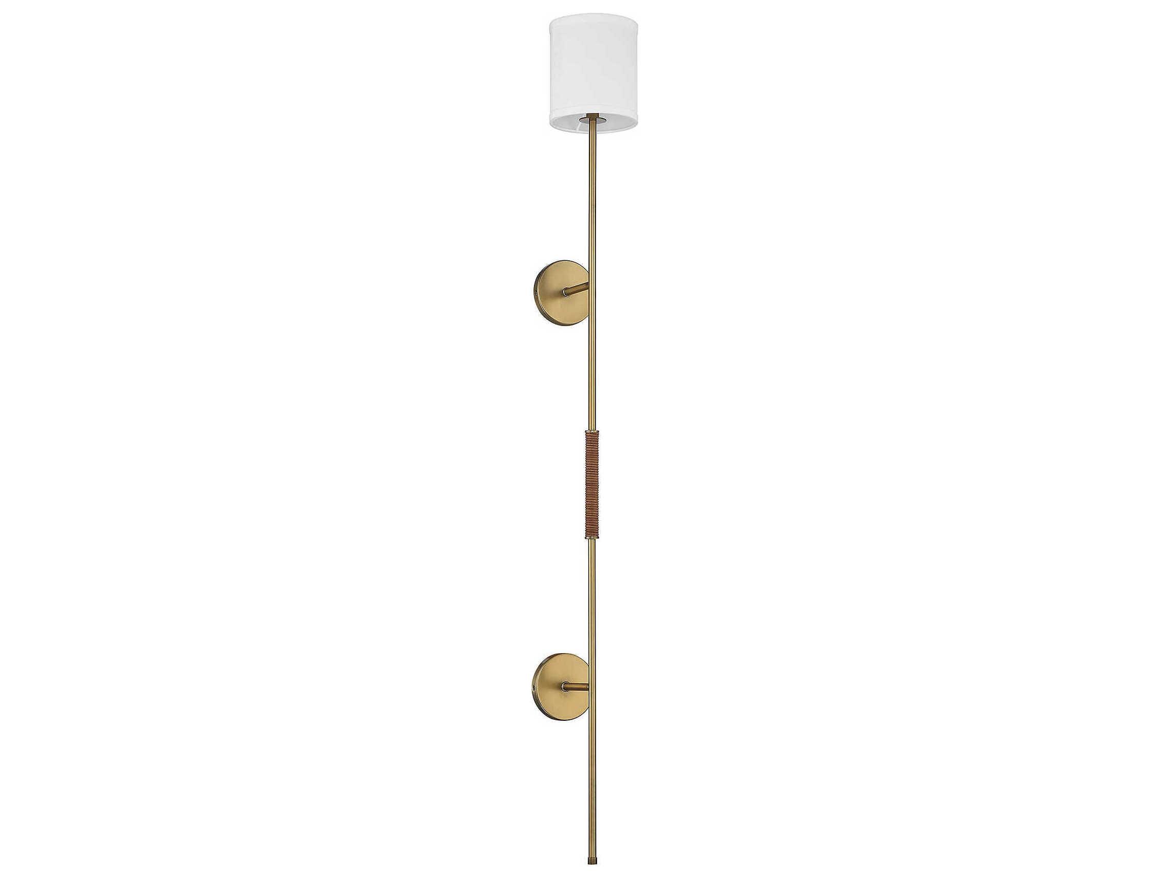 Savoy House Meridian 1-Light Natural Brass Leather Accent Wall Sconce