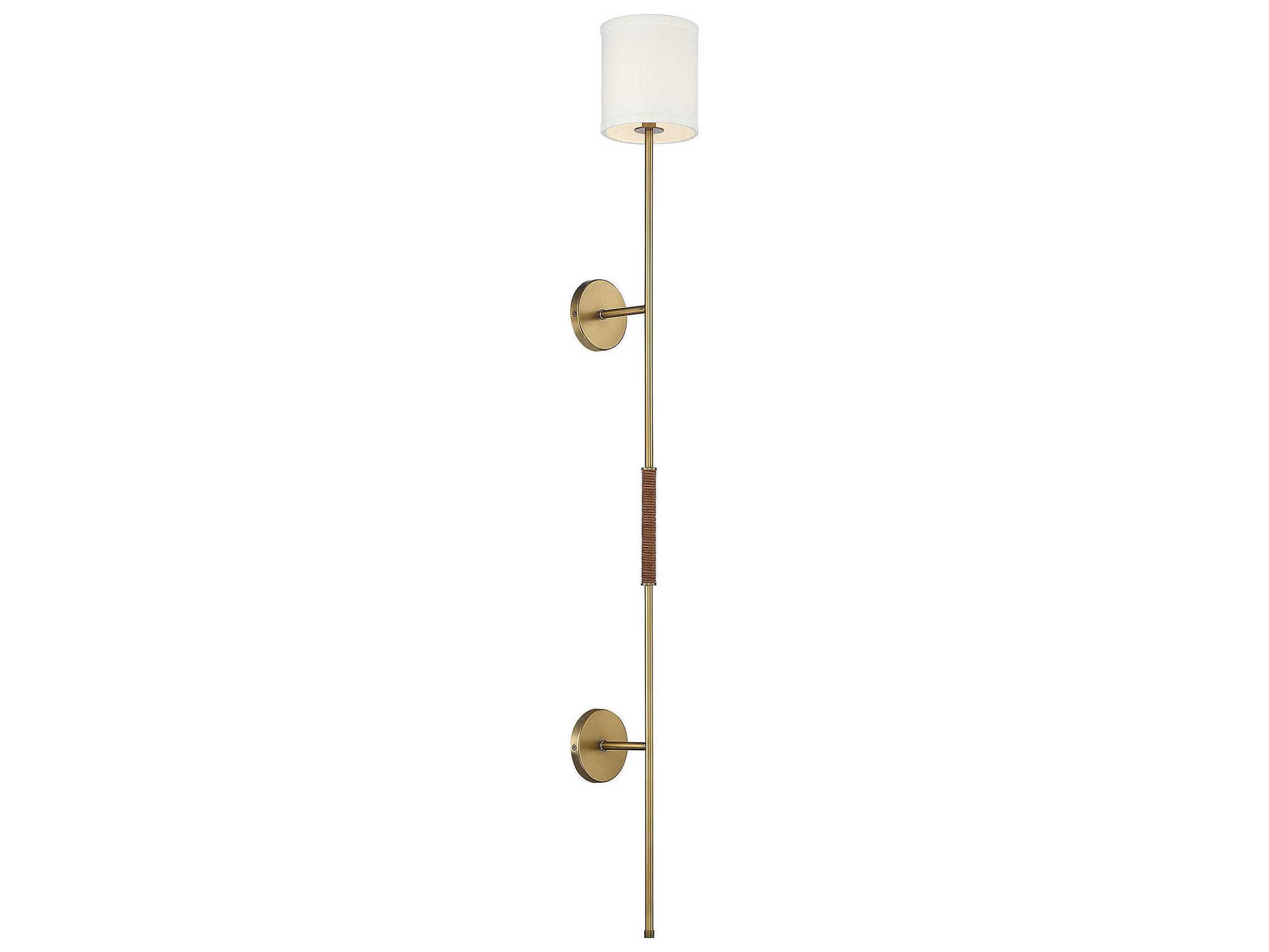 Savoy House Meridian 1-Light Natural Brass Leather Accent Wall Sconce