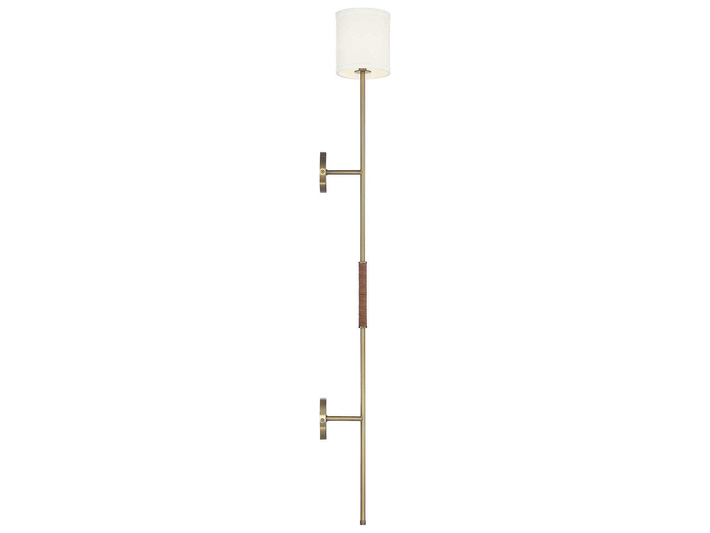 Savoy House Meridian 1-Light Natural Brass Leather Accent Wall Sconce