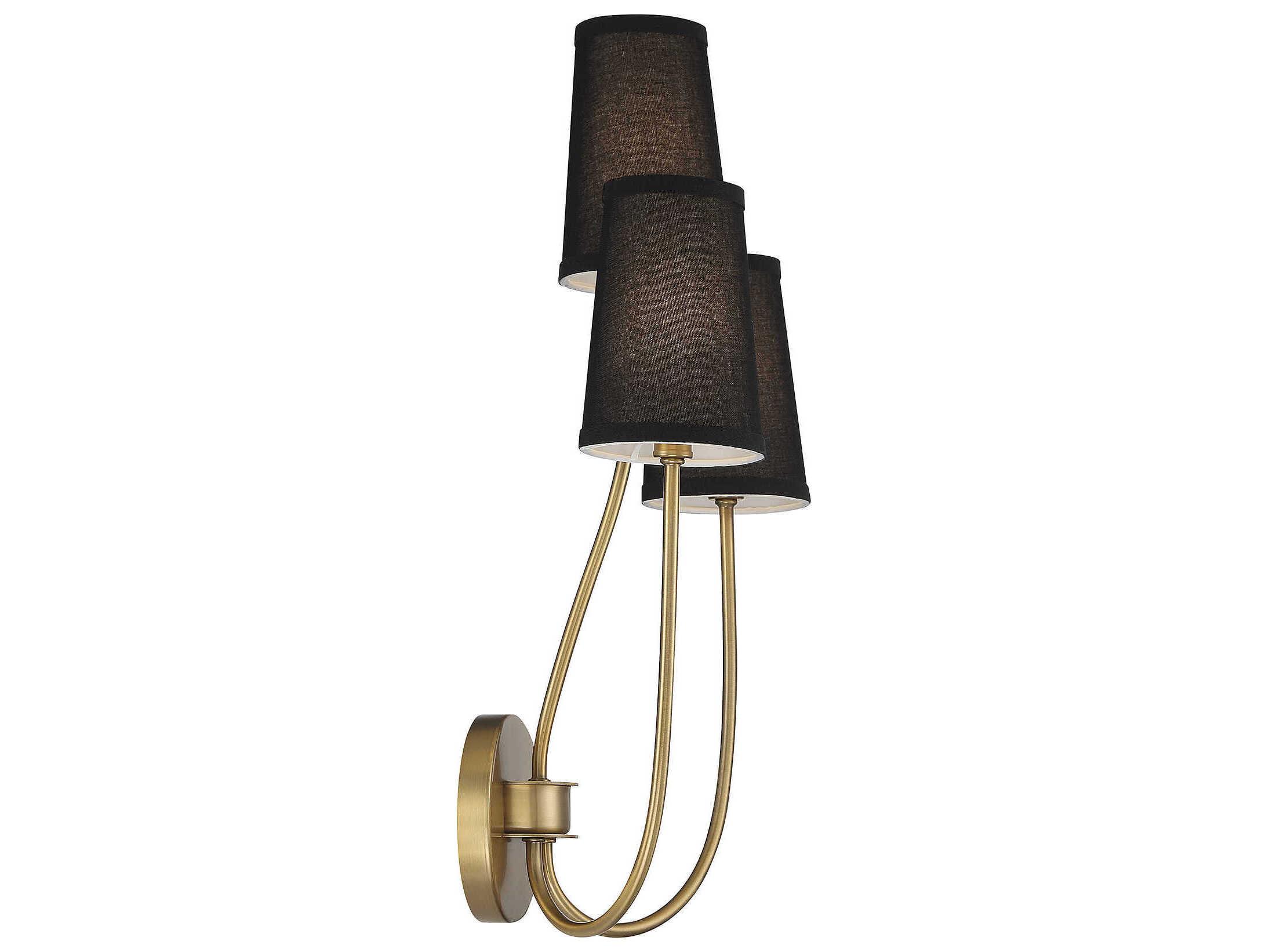 Savoy House Meridian 3-Light Natural Brass Wall Sconce