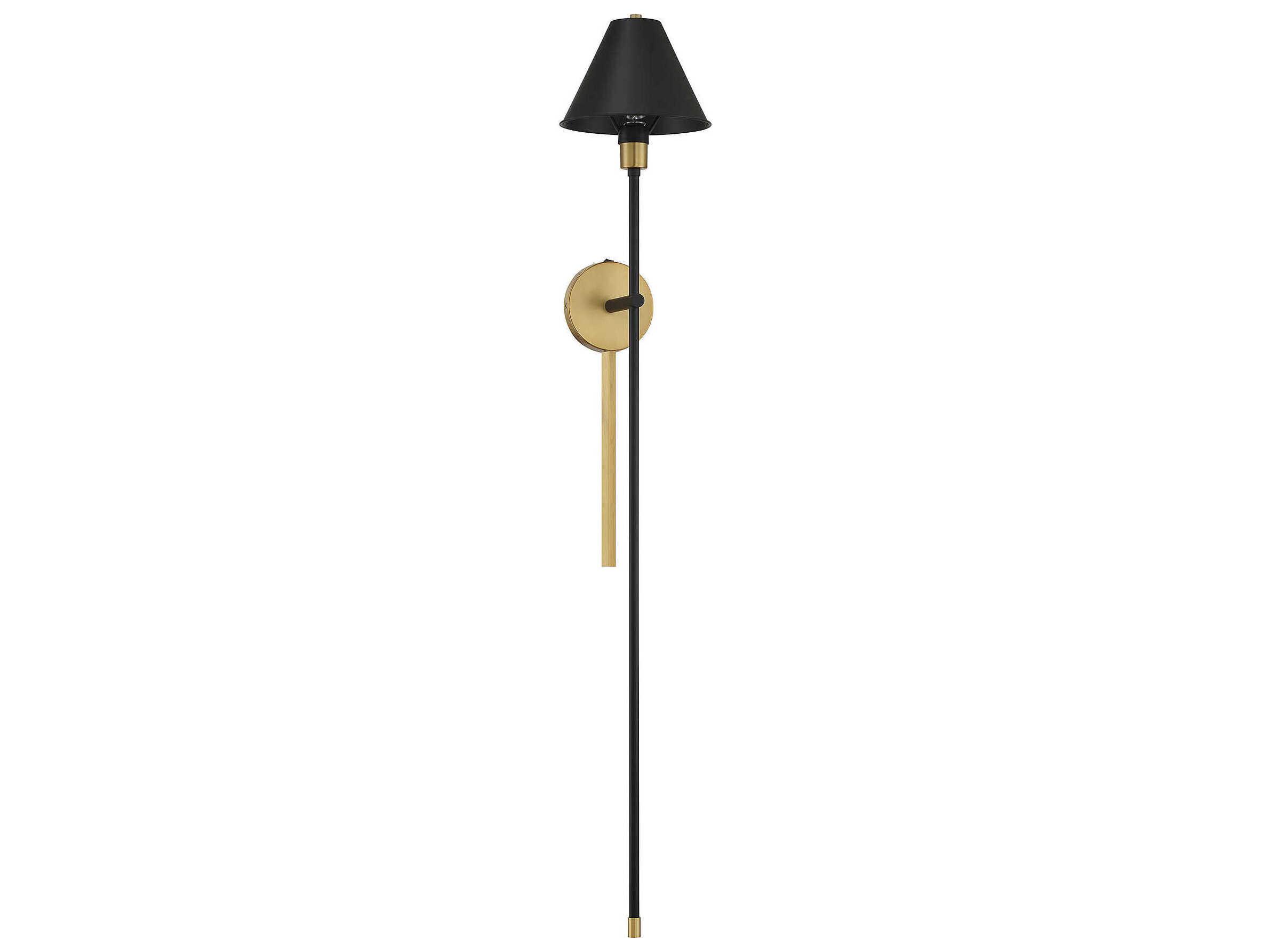 Savoy House Meridian 1-Light Black Natural Brass Wall Sconce