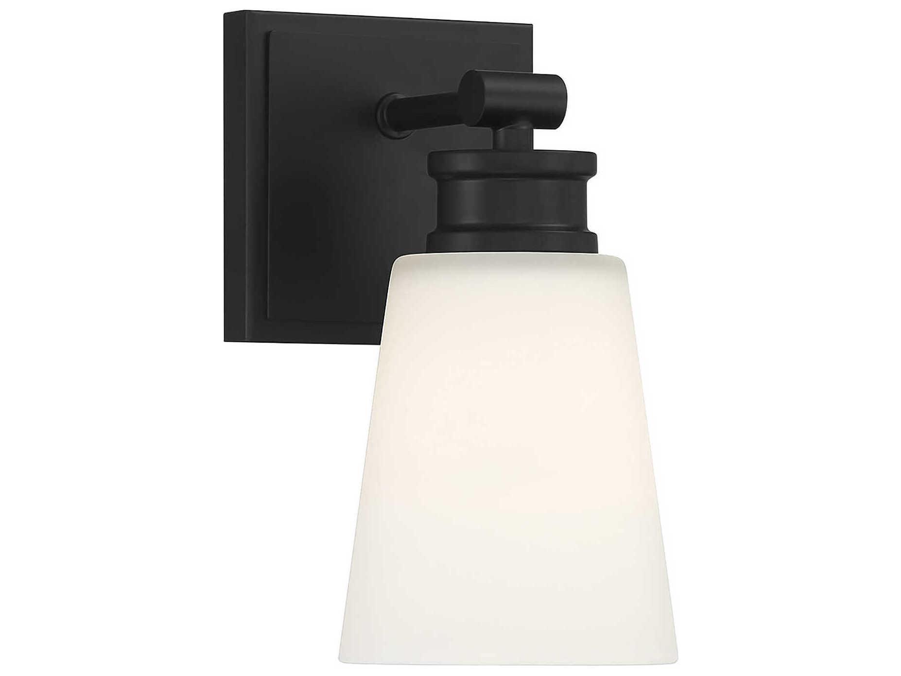 Savoy House Meridian 1-Light Matte Black Glass Wall Sconce