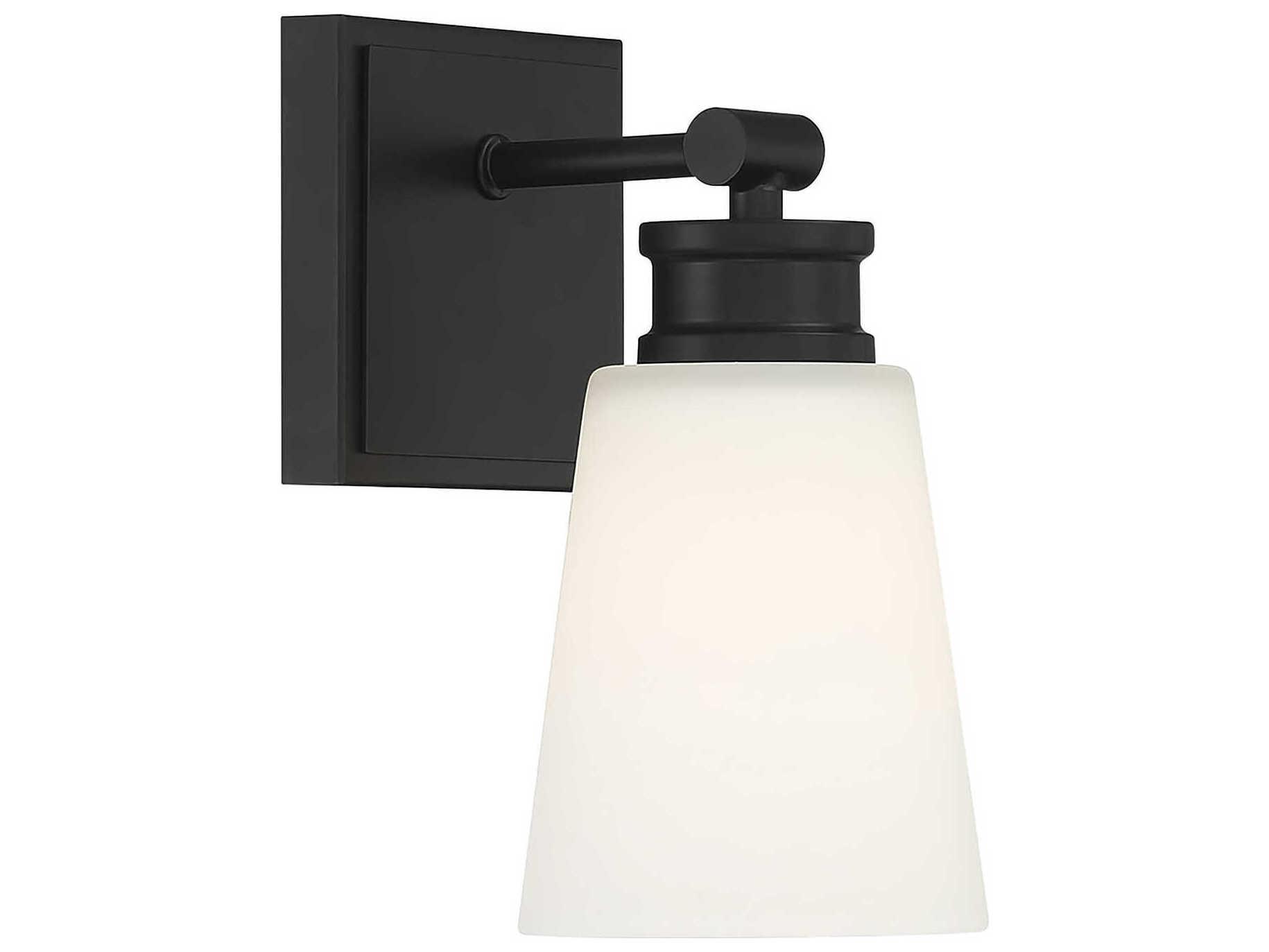Savoy House Meridian 1-Light Matte Black Glass Wall Sconce
