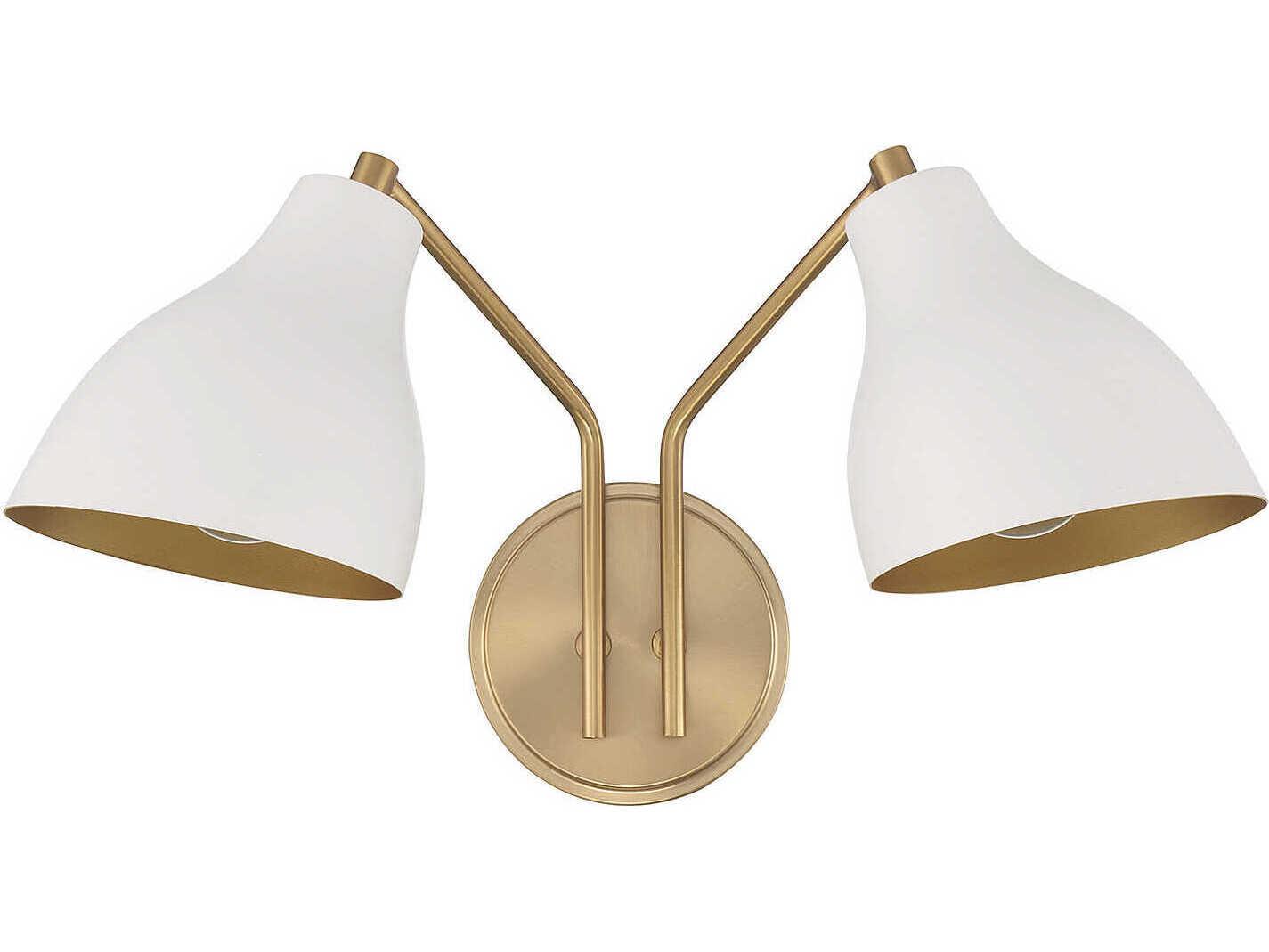 Savoy House Meridian 2-Light White Natural Brass Wall Sconce