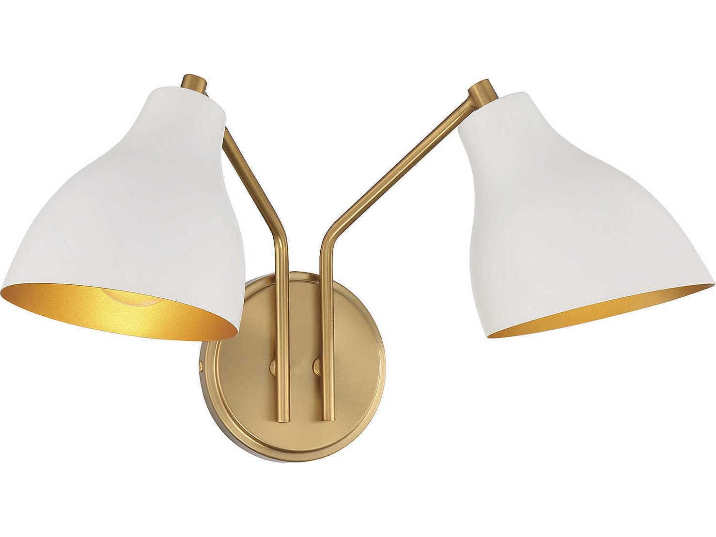 Savoy House Meridian 2-Light White Natural Brass Wall Sconce
