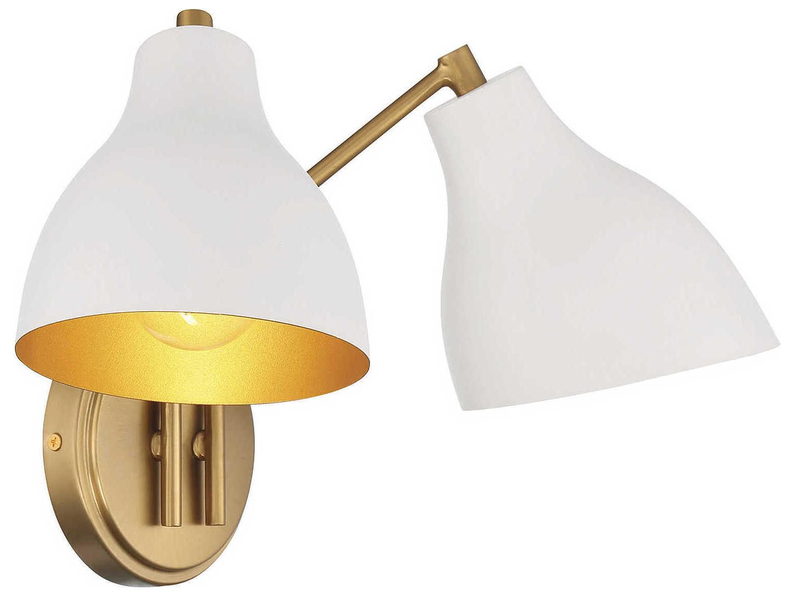 Savoy House Meridian 2-Light White Natural Brass Wall Sconce