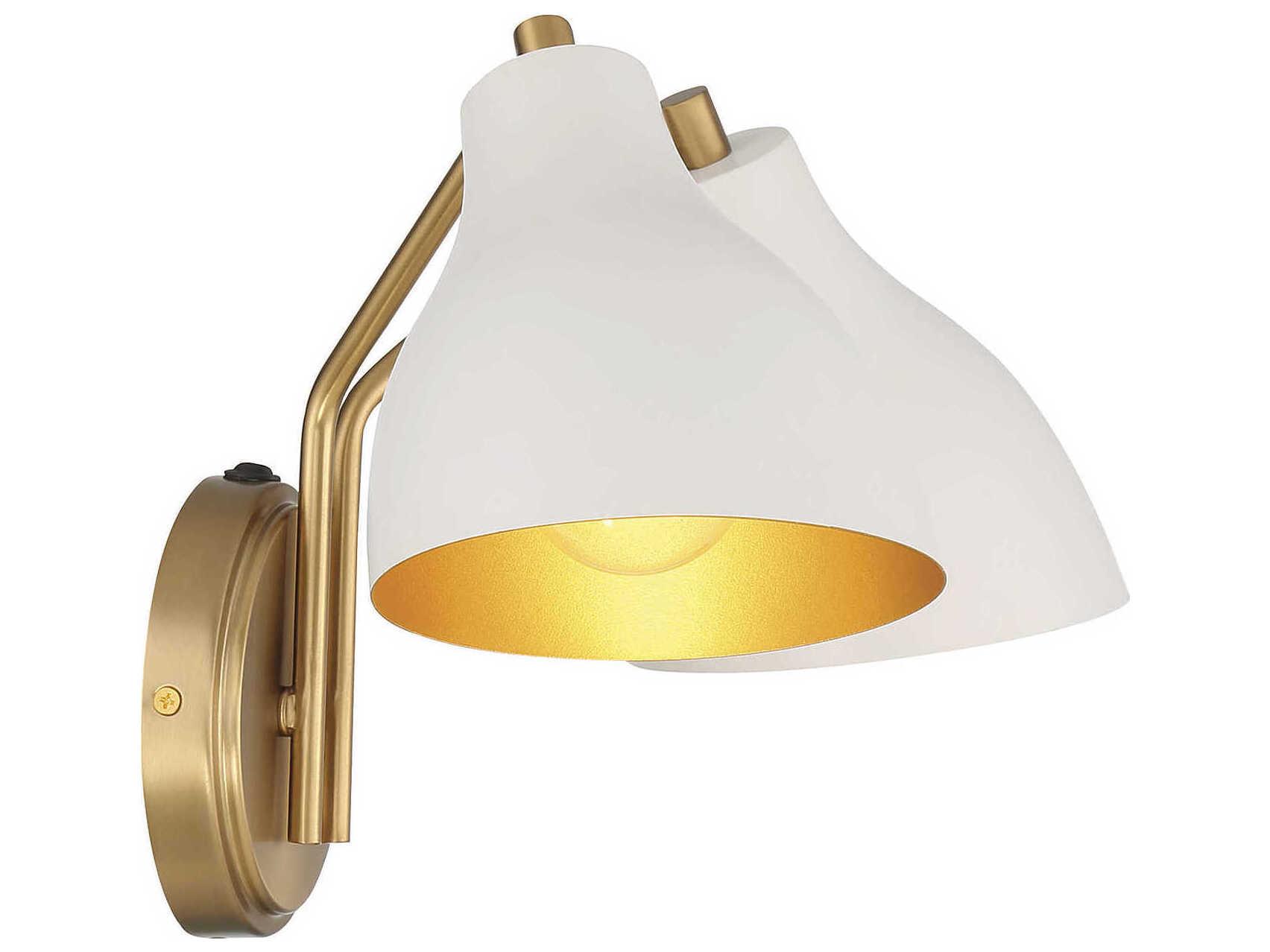 Savoy House Meridian 2-Light White Natural Brass Wall Sconce