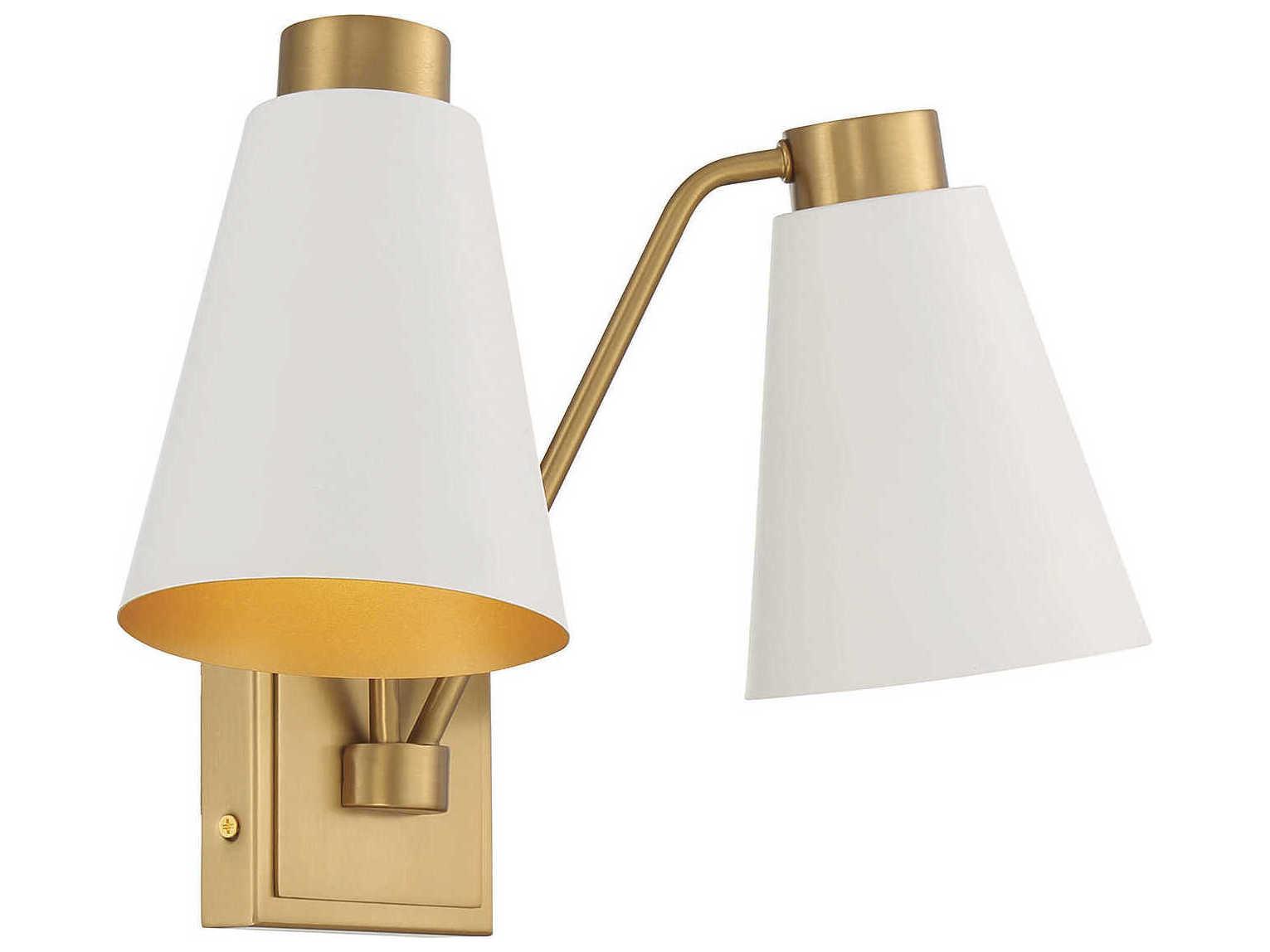 Savoy House Meridian 2-Light White Natural Brass Wall Sconce