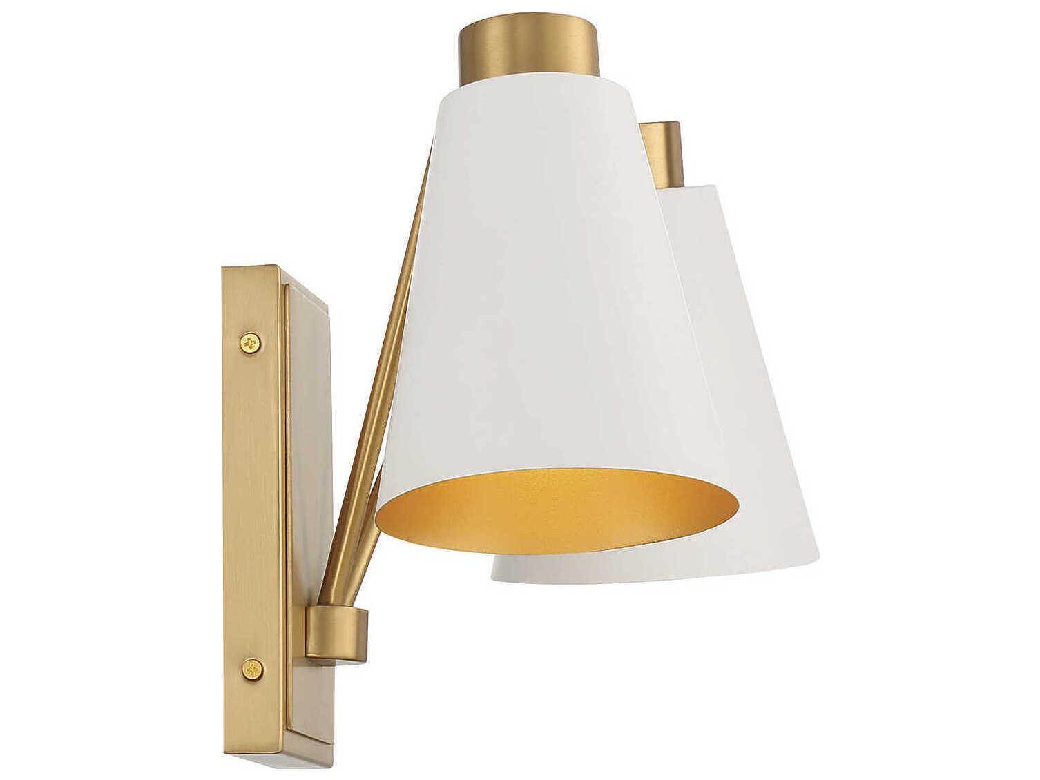 Savoy House Meridian 2-Light White Natural Brass Wall Sconce