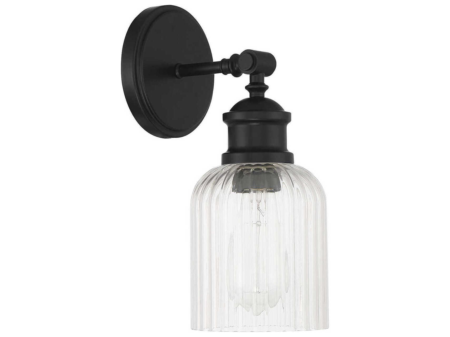 Savoy House Meridian 1-Light Matte Black Glass Wall Sconce