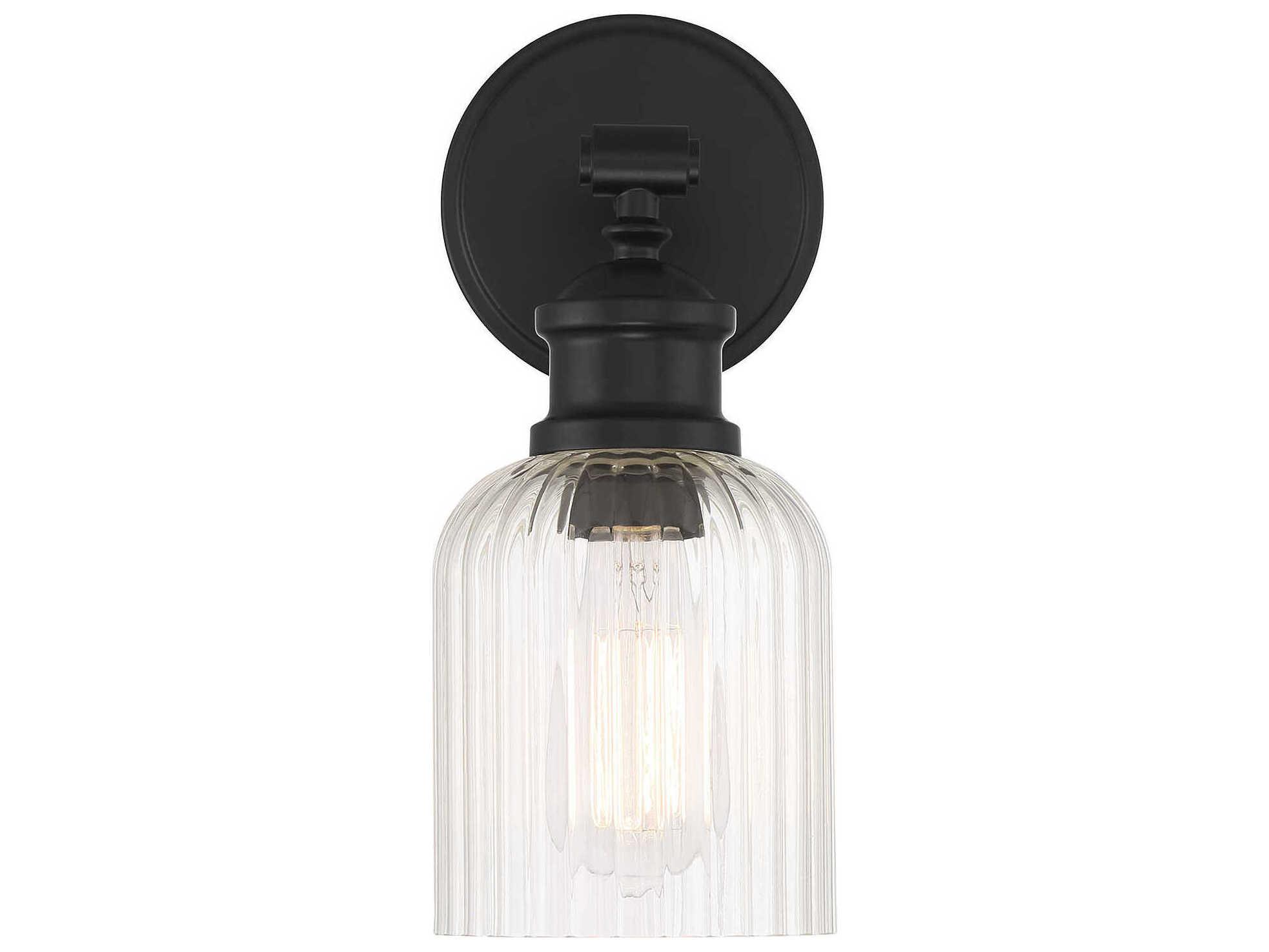 Savoy House Meridian 1-Light Matte Black Glass Wall Sconce