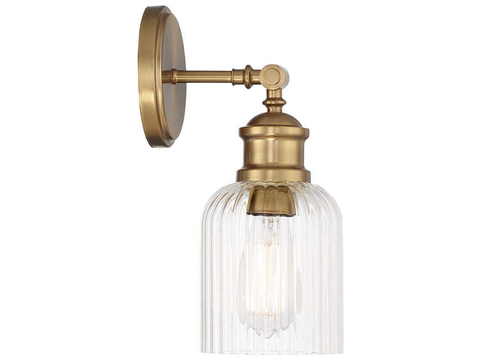 Savoy House Meridian 1-Light Natural Brass Glass Wall Sconce