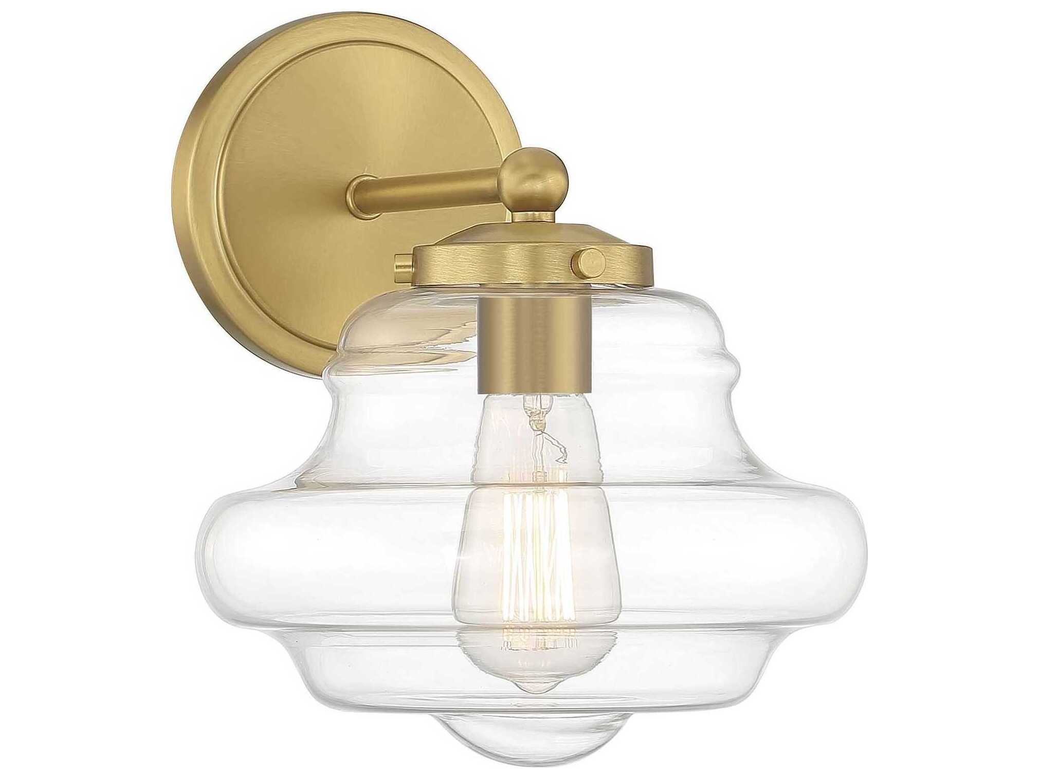 Savoy House Meridian 1-Light Natural Brass Glass Wall Sconce