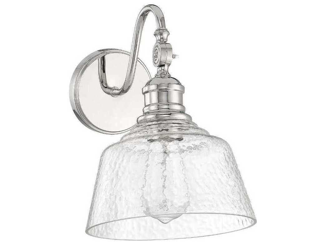 Savoy House Meridian 1-Light Polished Nickel Glass Wall Sconce