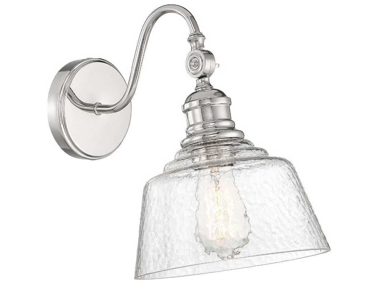 Savoy House Meridian 1-Light Polished Nickel Glass Wall Sconce