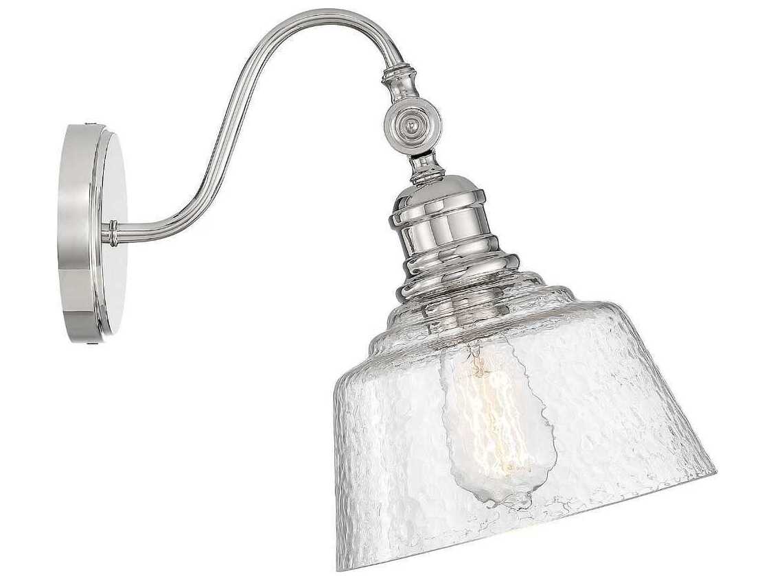 Savoy House Meridian 1-Light Polished Nickel Glass Wall Sconce