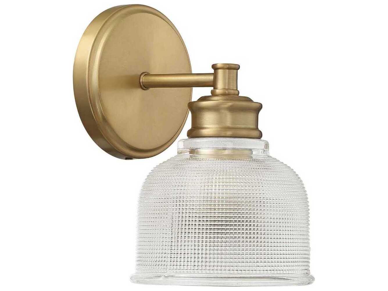 Savoy House Meridian 1-Light Natural Brass Glass Wall Sconce