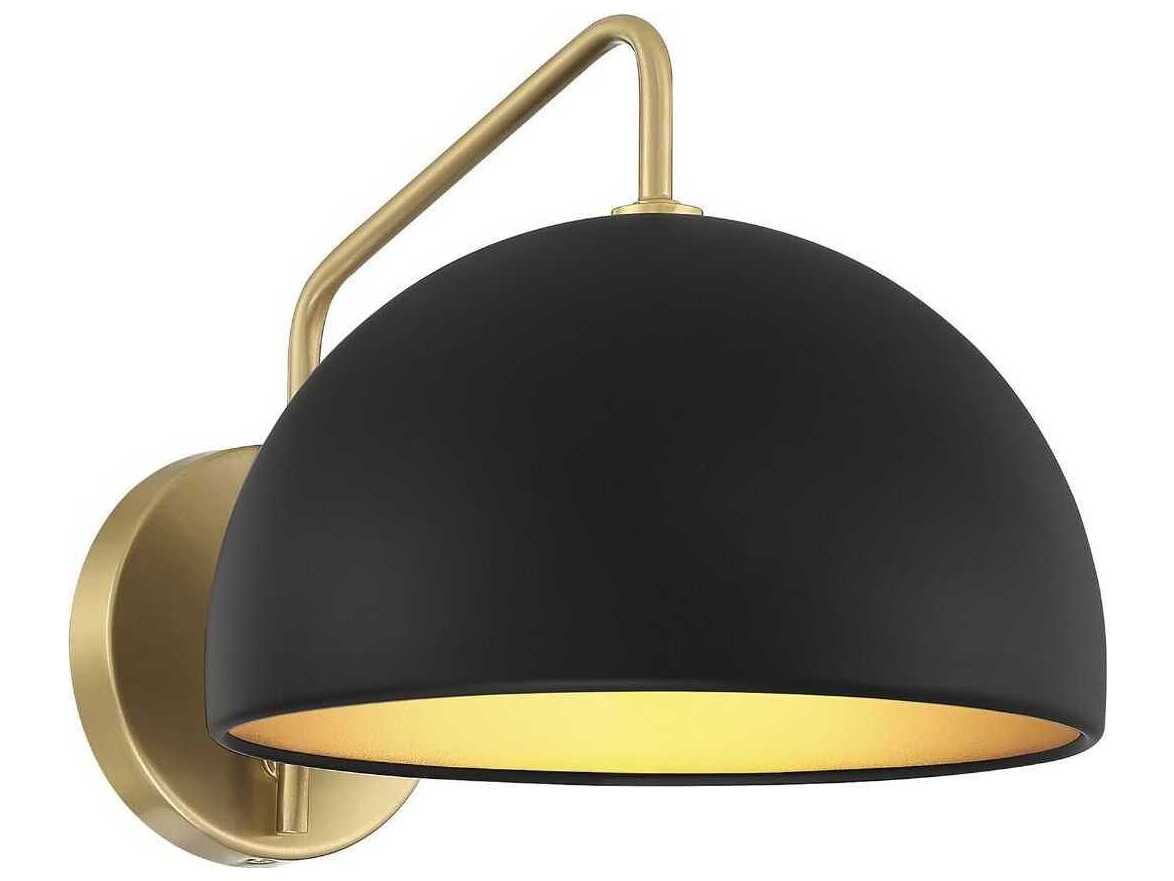 Savoy House Meridian 1-Light Matte Black Natural Brass Wall Sconce