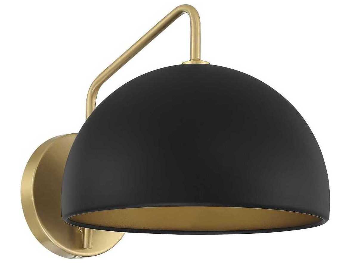 Savoy House Meridian 1-Light Matte Black Natural Brass Wall Sconce