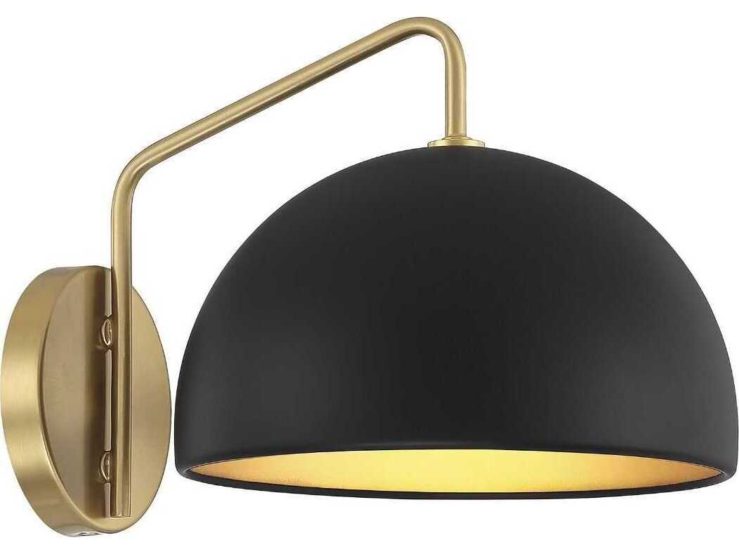 Savoy House Meridian 1-Light Matte Black Natural Brass Wall Sconce