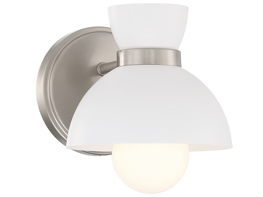 Savoy House Meridian 1-Light Brushed Nickel White Wall Sconce
