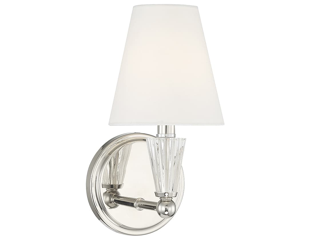 Savoy House Meridian 1-Light Polished Nickel White Crystal Wall Sconce