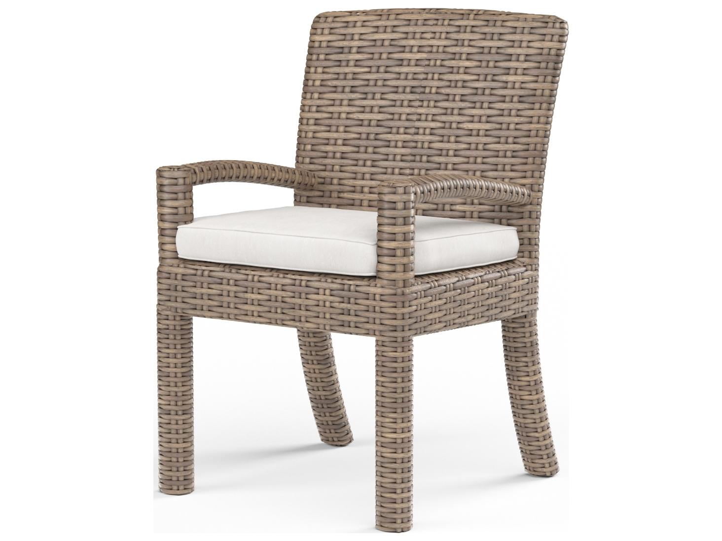 Sunset West Havana Wicker Outdoor Dining Chair in Canvas Flax