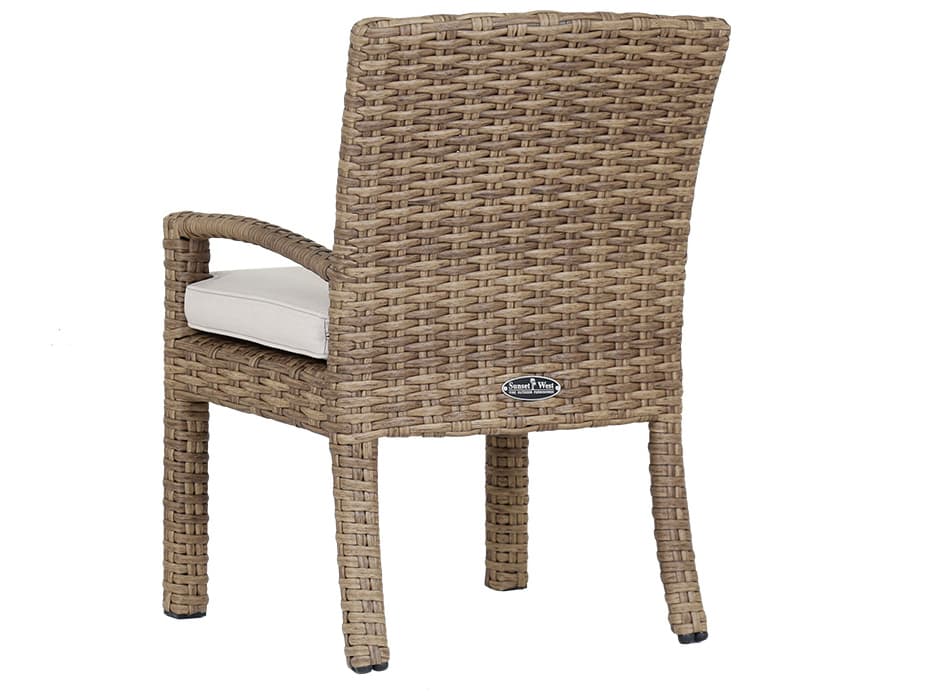 Sunset West Havana Wicker Outdoor Dining Chair in Canvas Flax