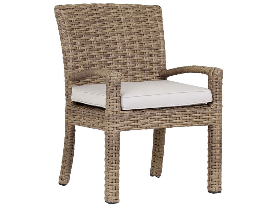 Sunset West Havana Wicker Outdoor Dining Chair in Canvas Flax