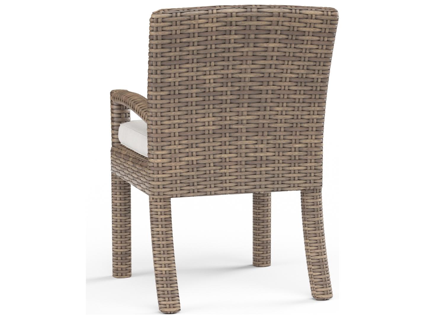 Sunset West Havana Wicker Outdoor Dining Chair in Canvas Flax