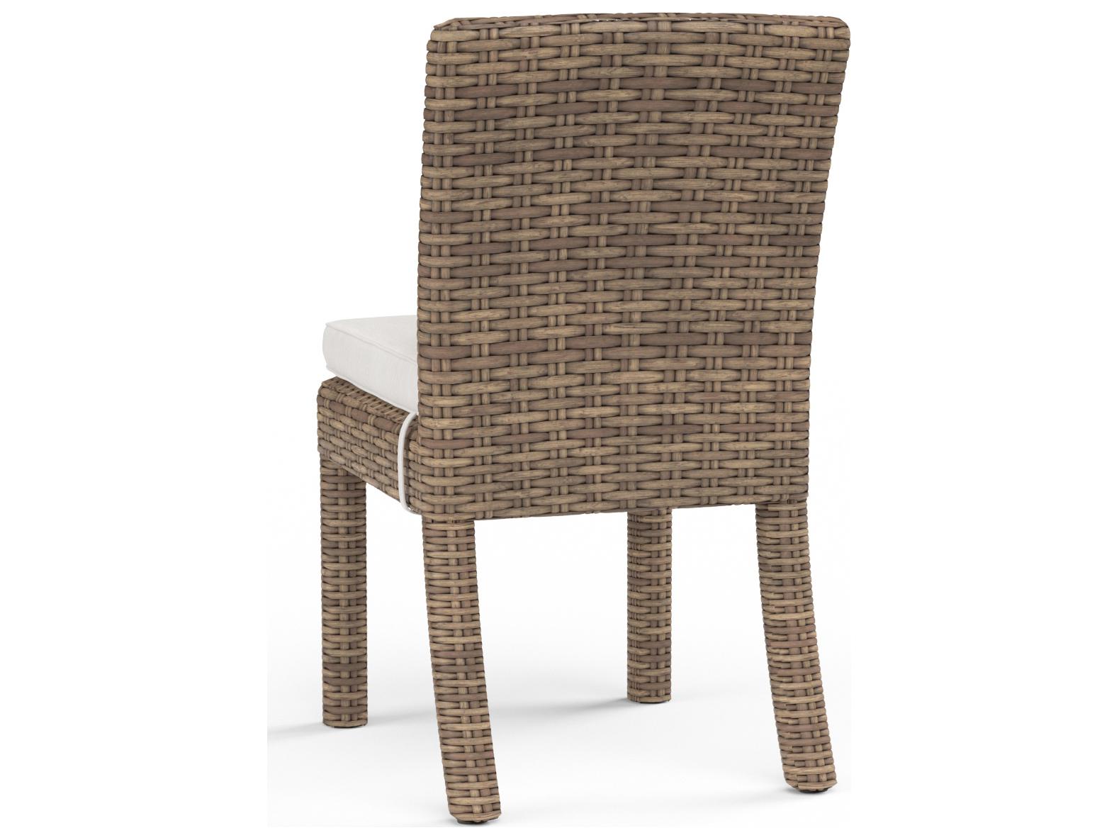 Sunset West Havana Wicker Armless Outdoor Patio Dining Chair in Canvas Flax