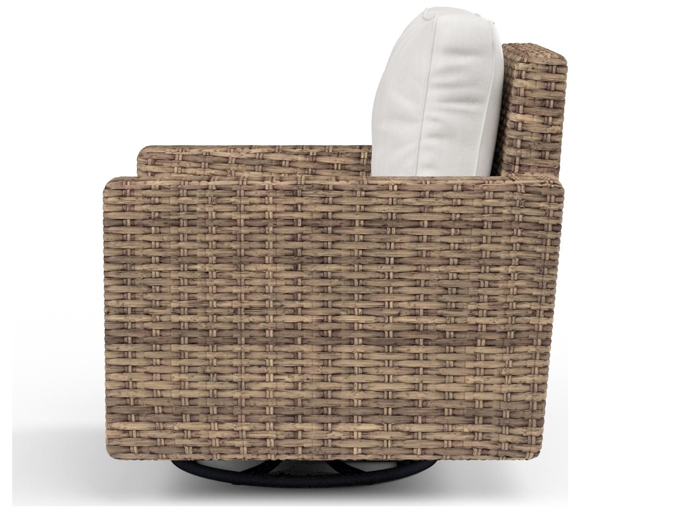 Sunset West Havana Wicker Swivel Lounge Outdoor Rocker in Canvas Flax