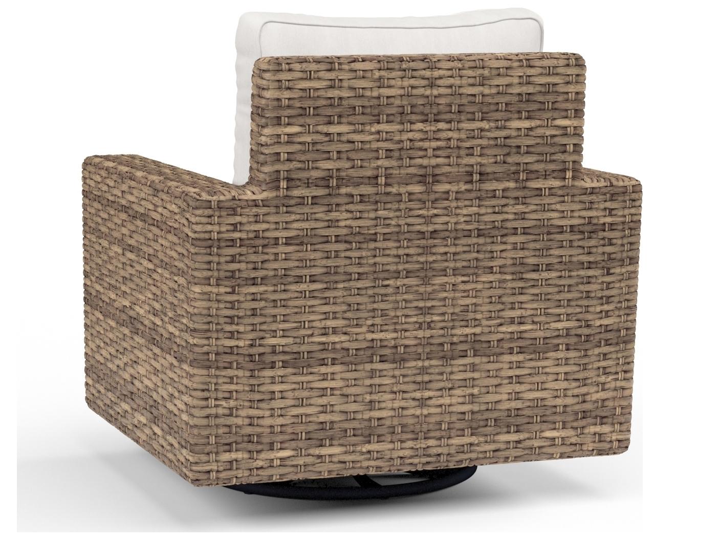 Sunset West Havana Wicker Swivel Lounge Outdoor Rocker in Canvas Flax