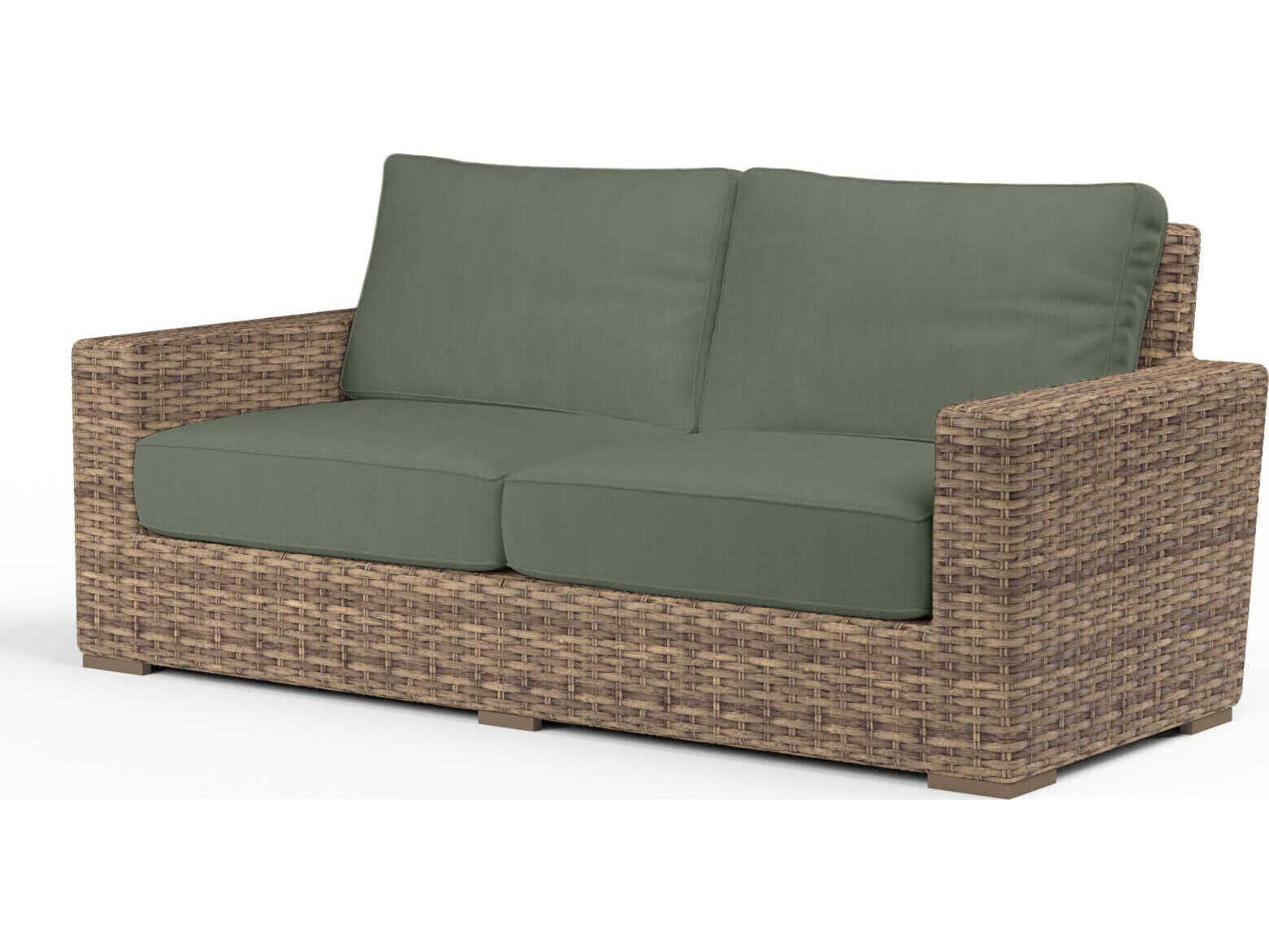 Sunset West Havana Tobacco Wicker Cushion Loveseat