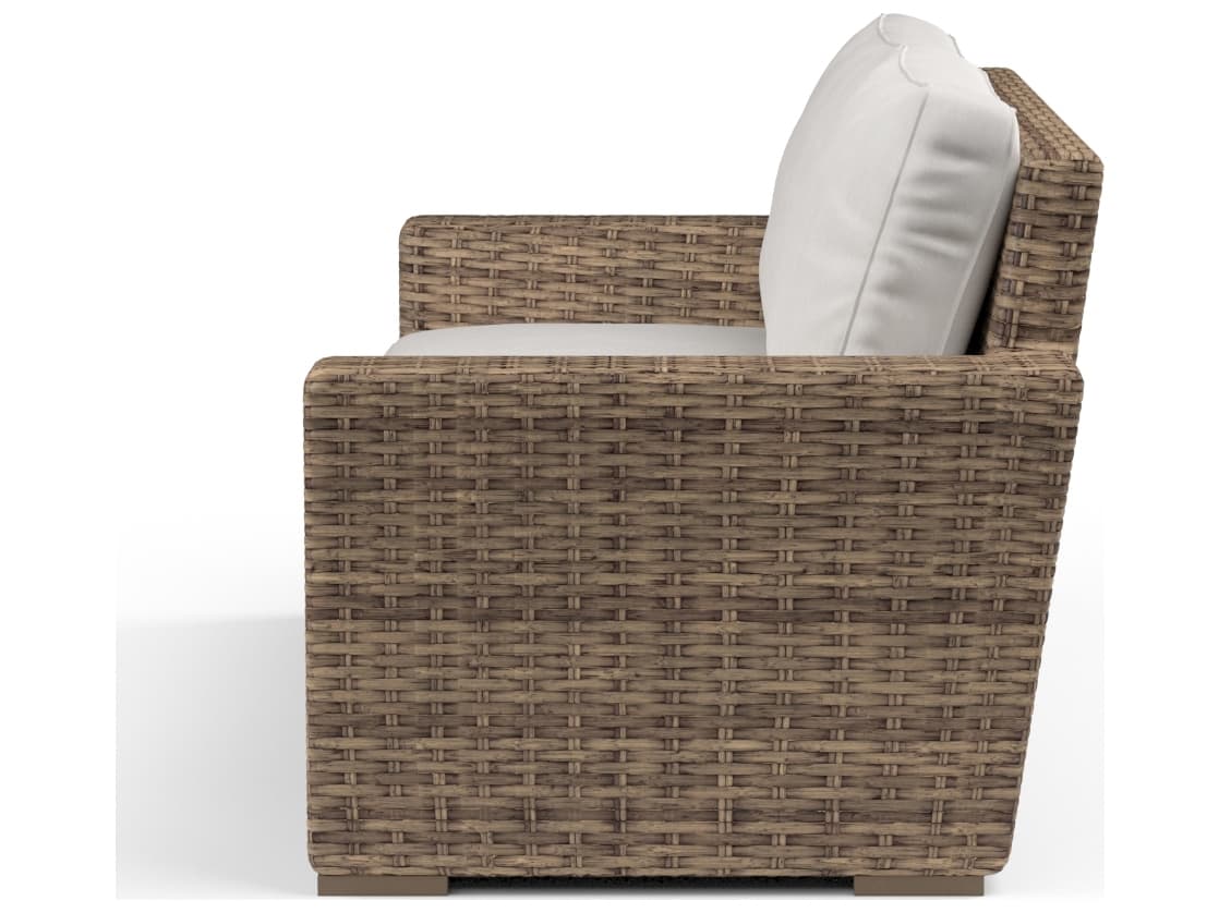 Sunset West Havana Wicker Outdoor Loveseat in Canvas Flax