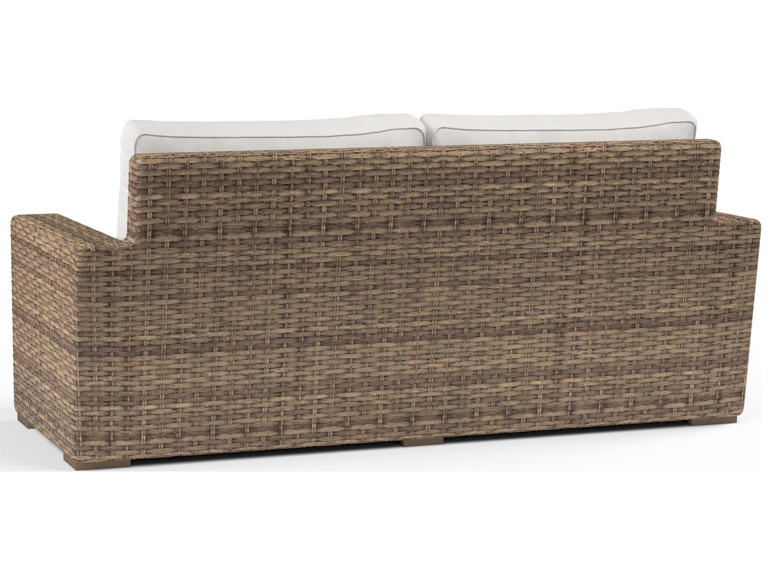 Sunset West Havana Wicker Outdoor Loveseat in Canvas Flax
