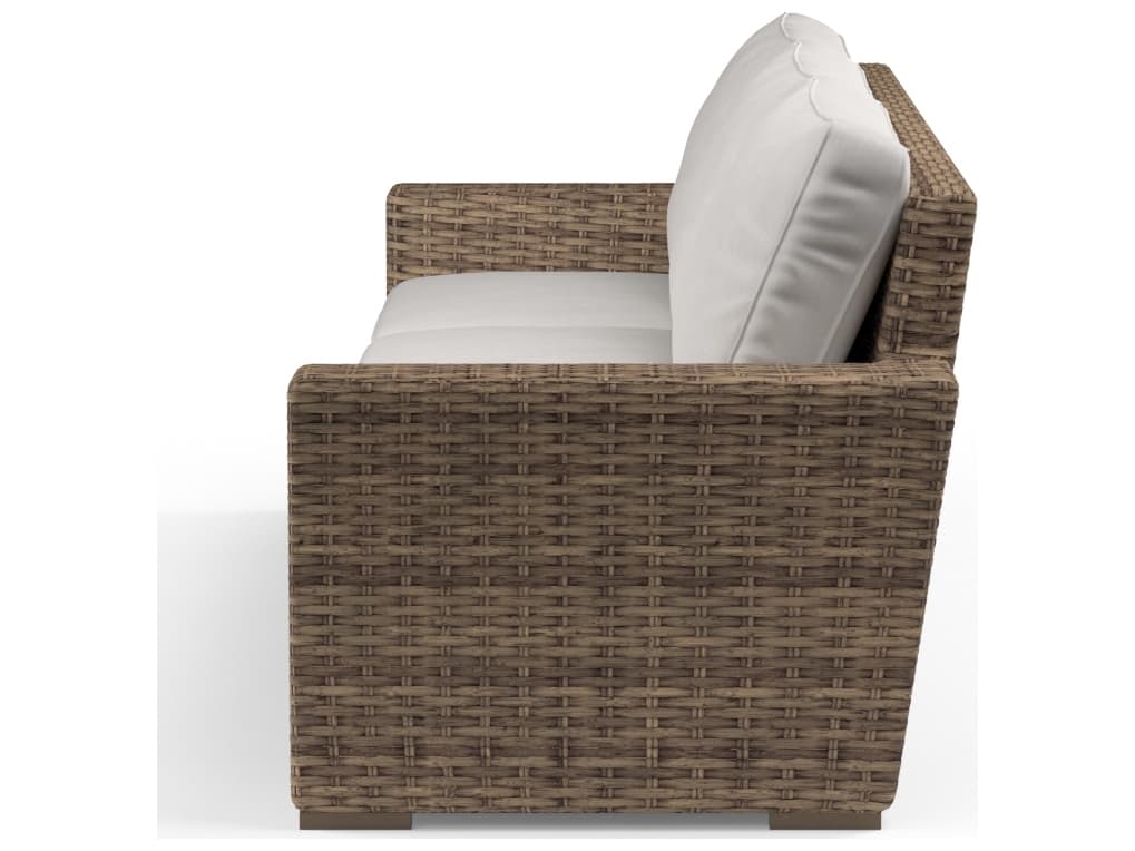 Sunset West Havana Wicker Outdoor Patio Sofa in Canvas Flax