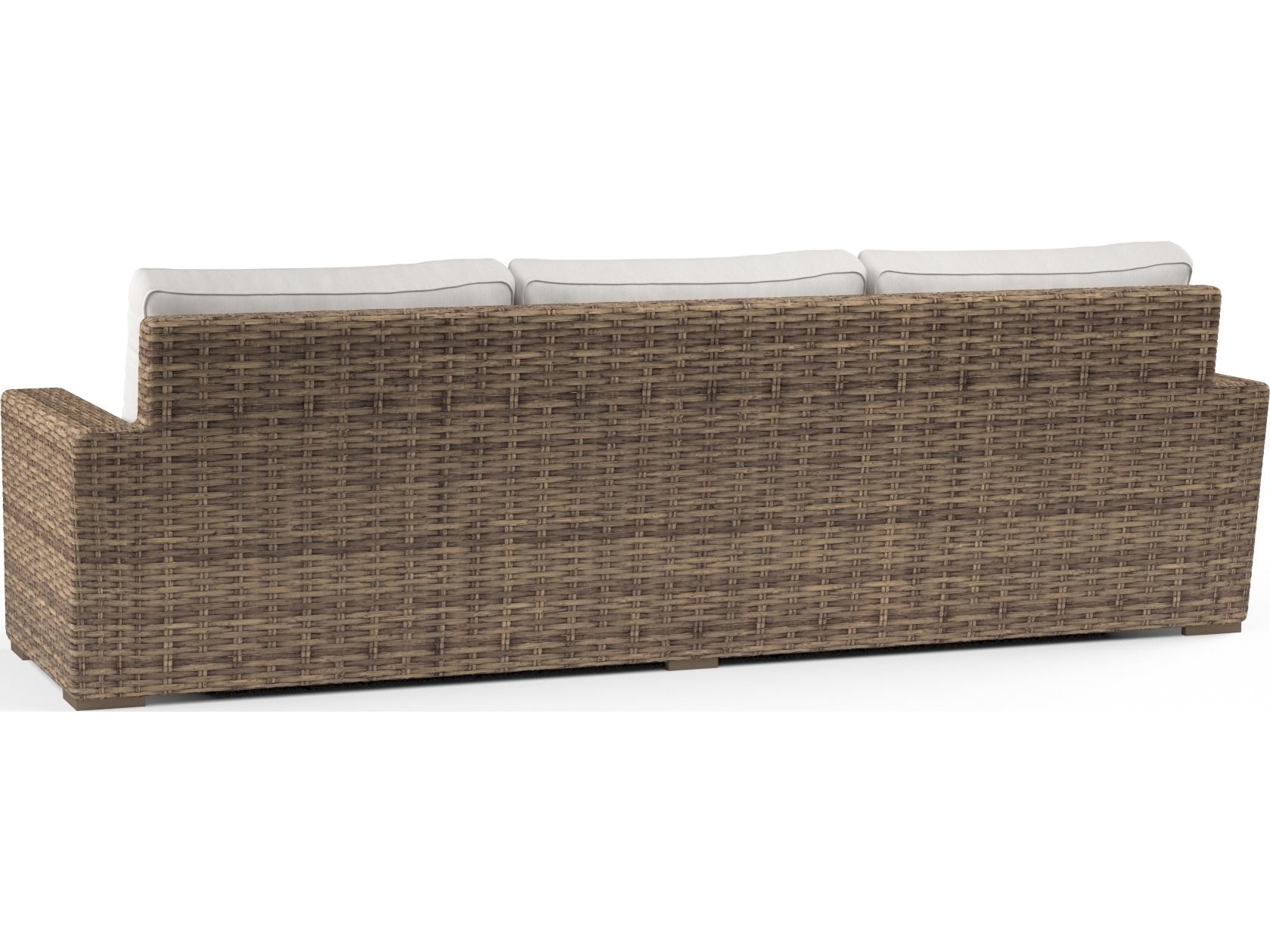 Sunset West Havana Wicker Outdoor Patio Sofa in Canvas Flax