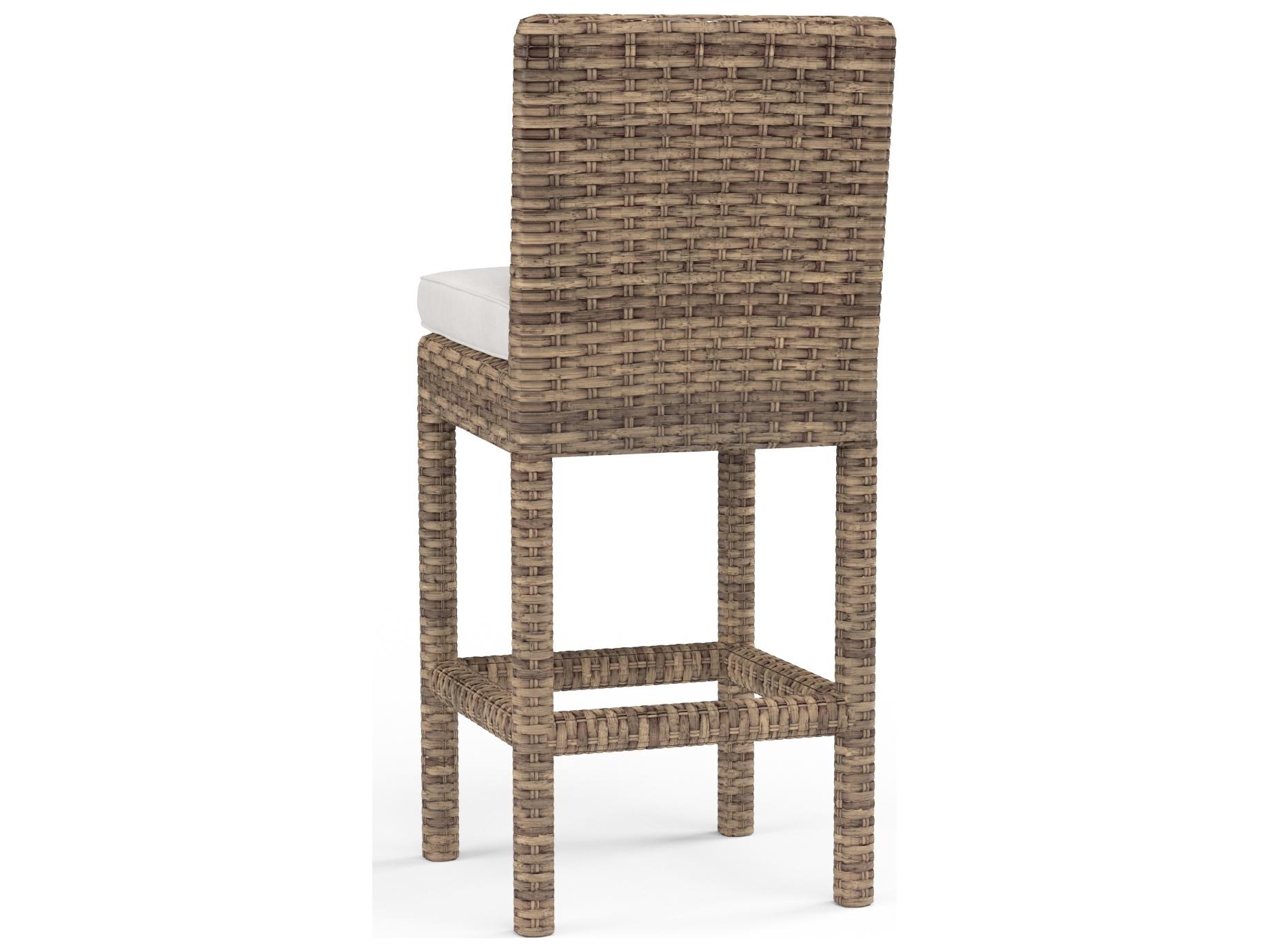 Sunset West Havana Wicker Outdoor Bar Stool in Canvas Flax